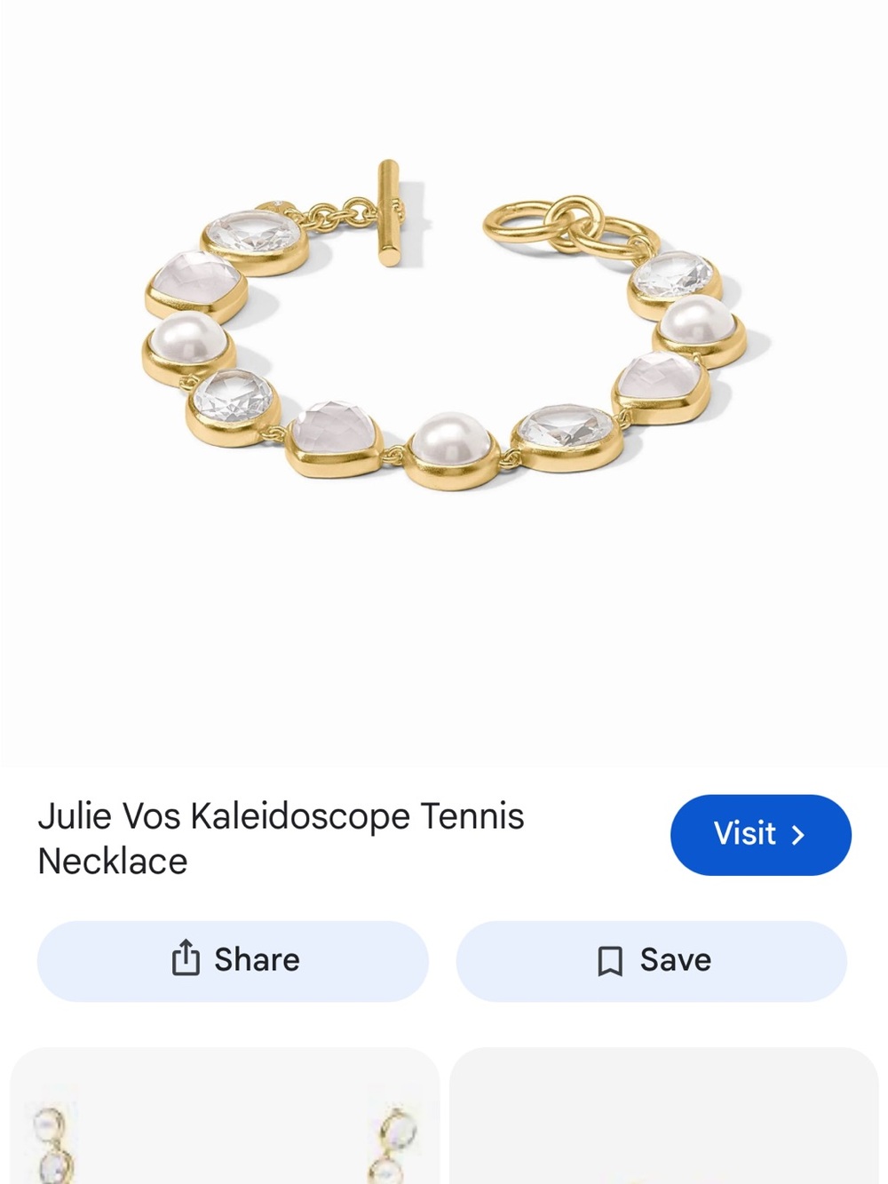 Julie Vos Gold Bracelet with White Pearls and Crystals